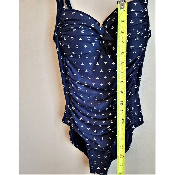 Nip Tuck Slimming Tummy Control Nautical Navy One Piece Swimsuit - Size 4 - Picture 10 of 15